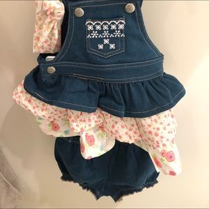 NWT Baby Girl Denim Ruffle Bloomer Set